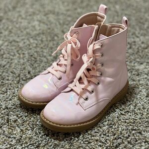 Pink Kids Lace-Up Boots
